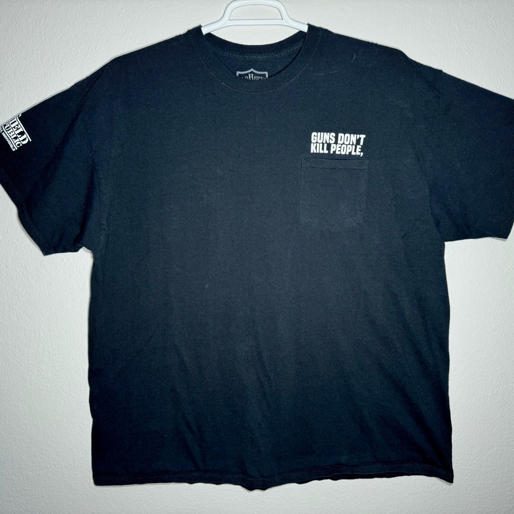 Shield Republic - 2nd Amendment Guns Don’t Kill People Pocket T-Shirt 2XL